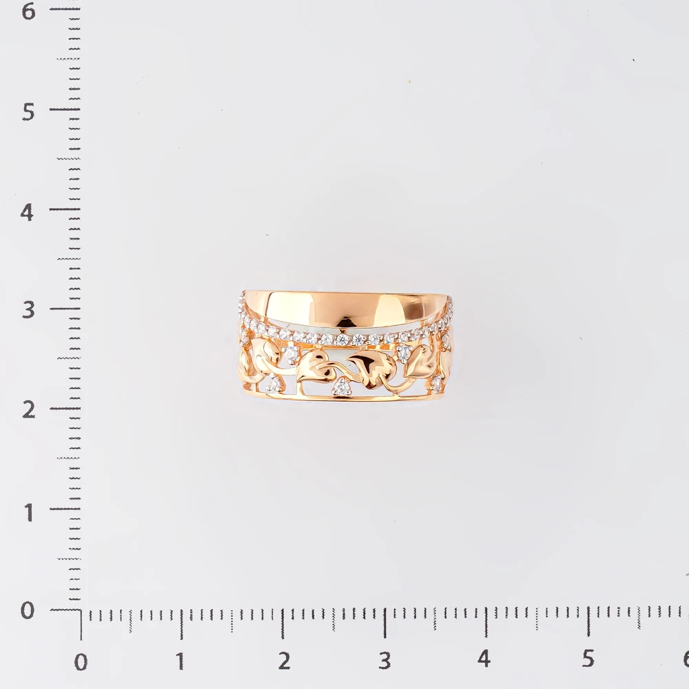 Кольцо с фианитом из красного золота 585 пробы