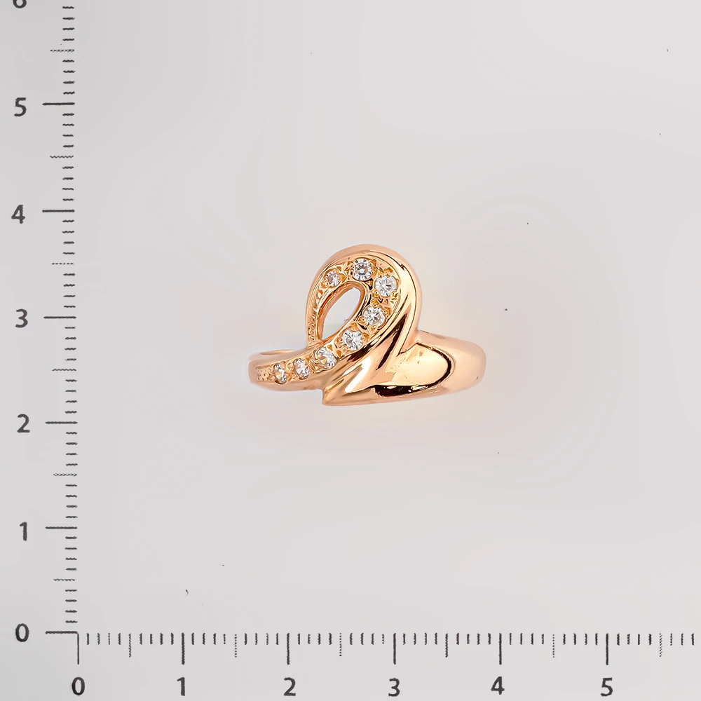 Кольцо с фианитом из красного золота 585 пробы