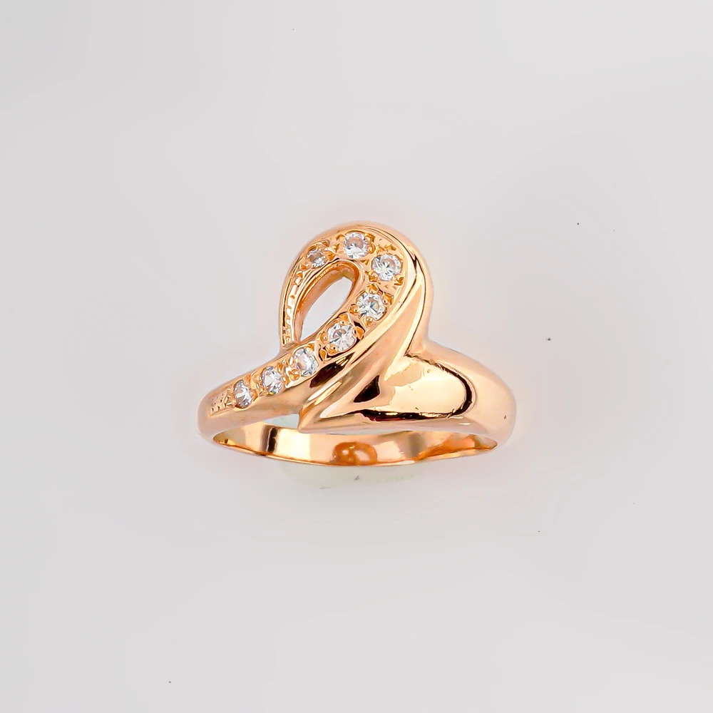 Кольцо с фианитом из красного золота 585 пробы