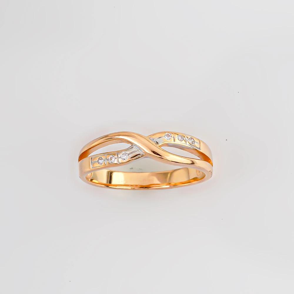 Кольцо с фианитом из красного золота 585 пробы