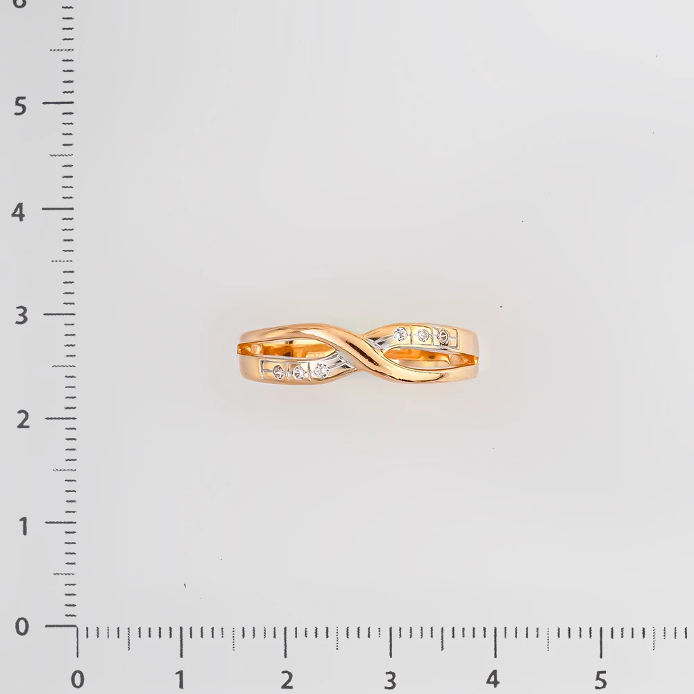 Кольцо с фианитом из красного золота 585 пробы