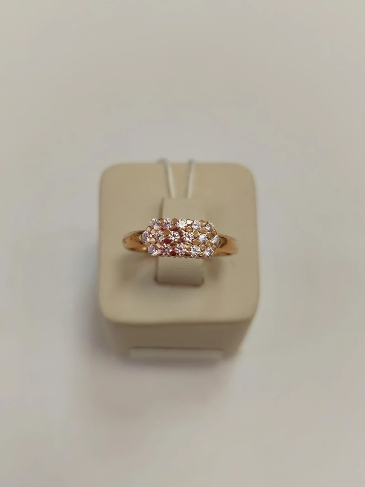 Кольцо с фианитом из красного золота 585 пробы