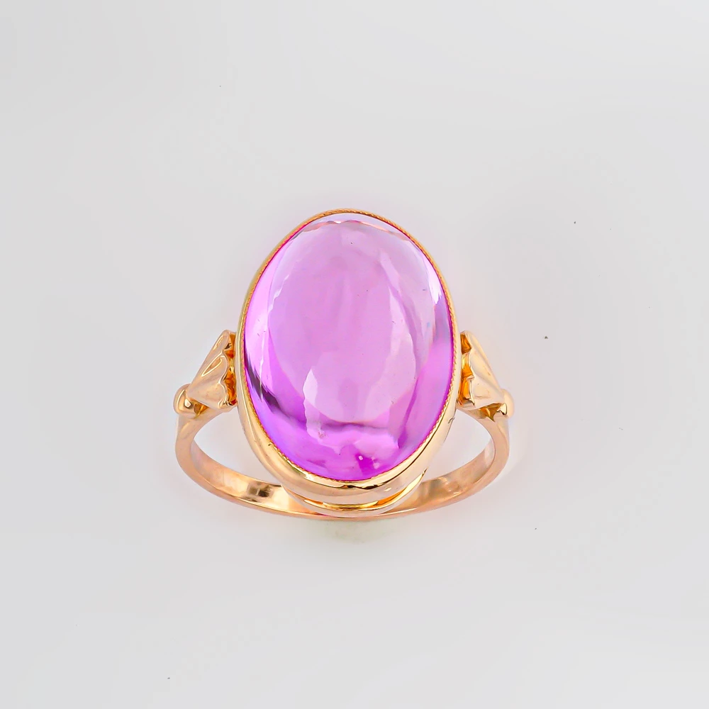 Кольцо с фианитом из красного золота 583 пробы