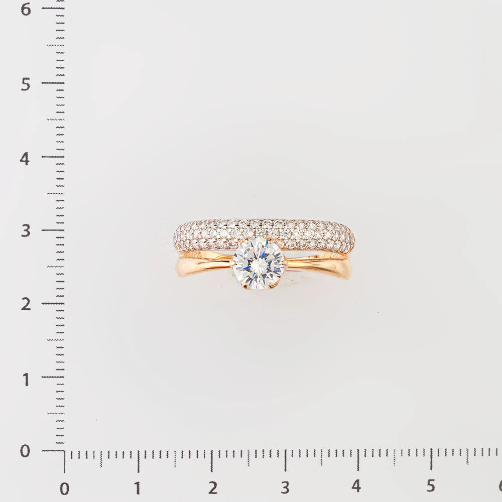 Кольцо с фианитом из красного золота 585 пробы