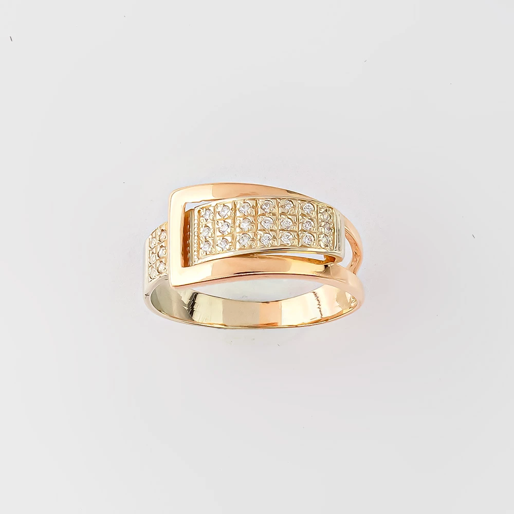 Кольцо с фианитом из красного золота 585 пробы