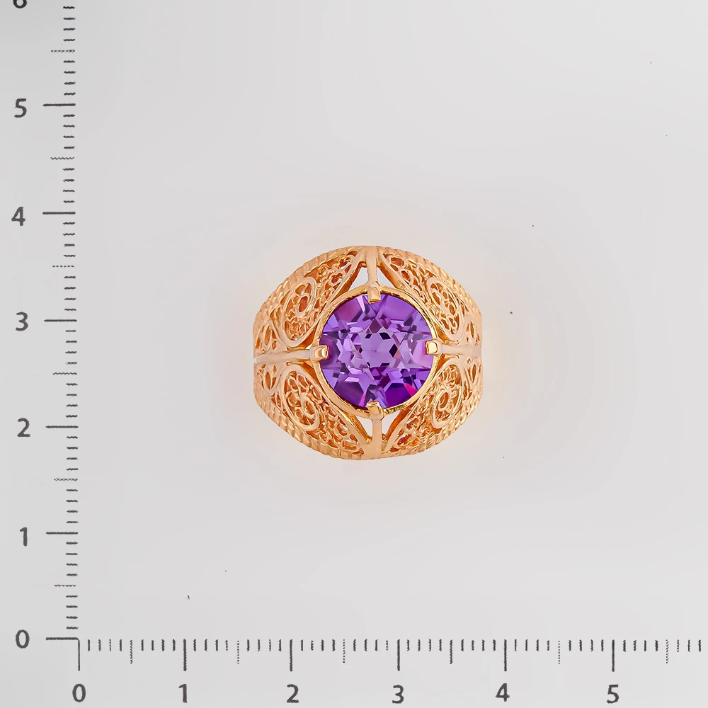 Кольцо с фианитом из красного золота 583 пробы Кольцо с фианитом из красного золота 583 пробы