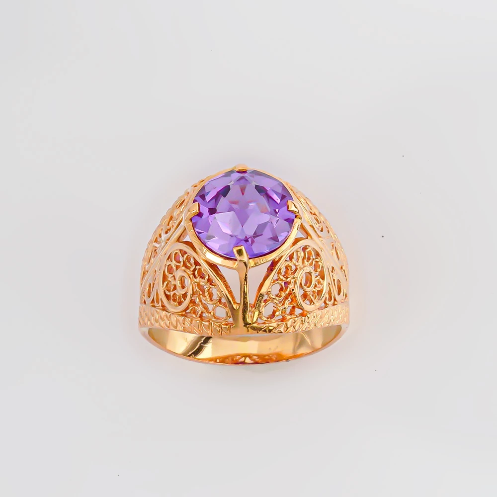 Кольцо с фианитом из красного золота 583 пробы Кольцо с фианитом из красного золота 583 пробы