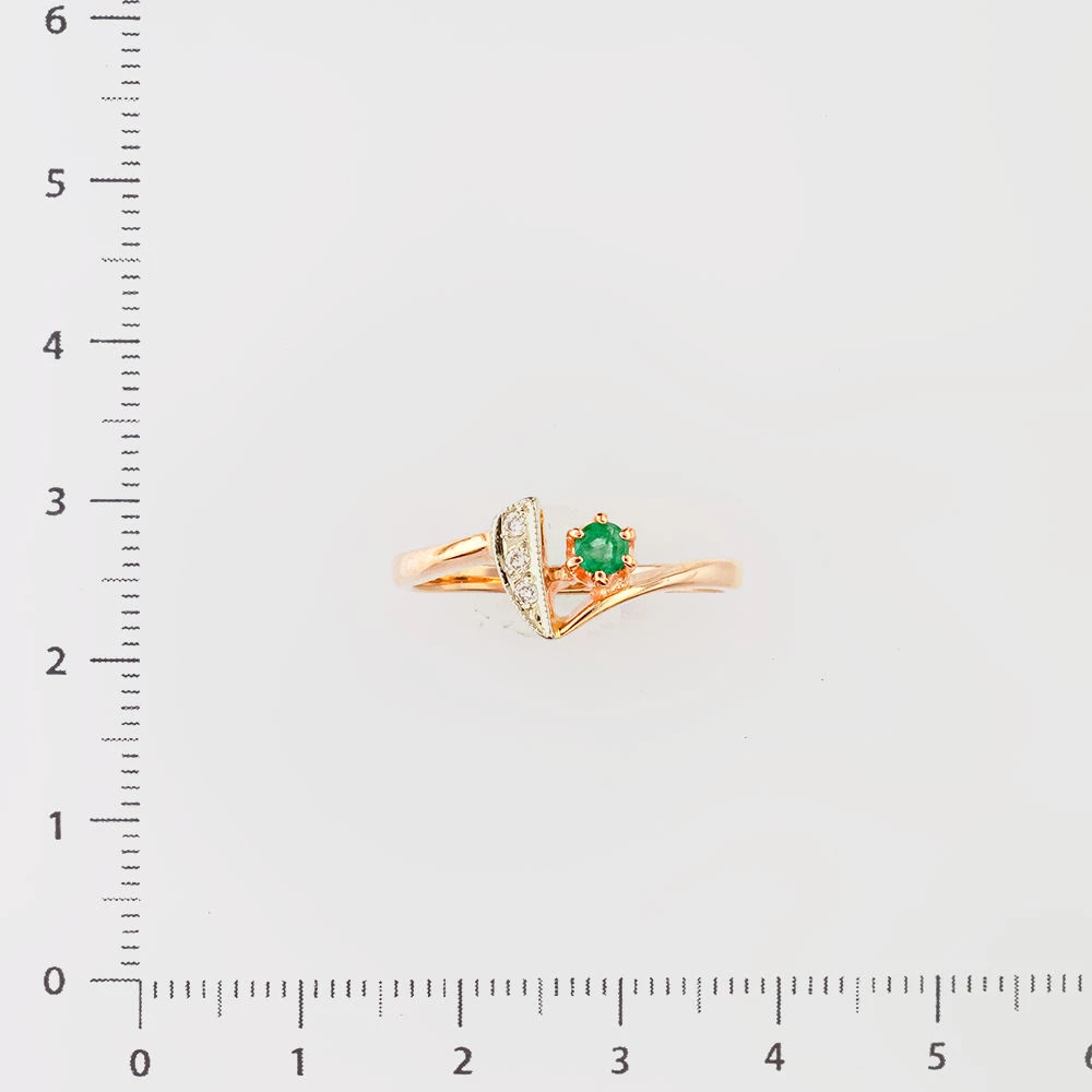 Кольцо с изумрудом из красного золота 585 пробы