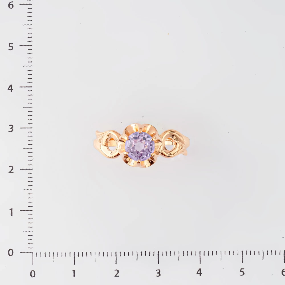 Кольцо с фианитом из красного золота 583 пробы