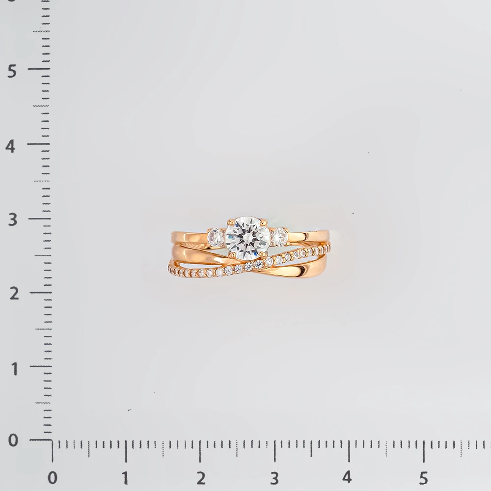 Кольцо с фианитом из красного золота 585 пробы