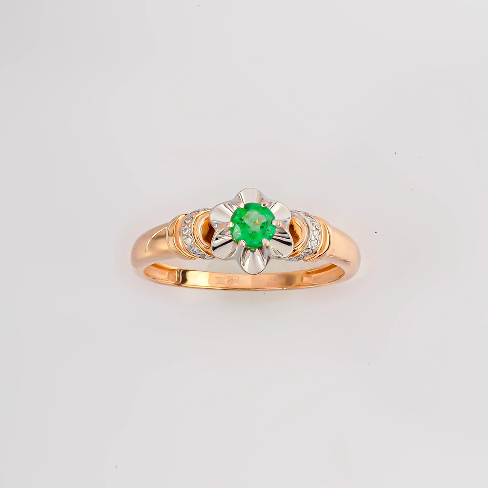 Кольцо с изумрудом из красного золота 585 пробы