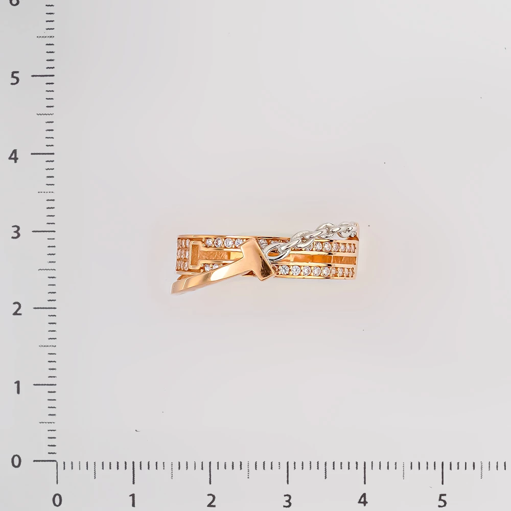 Кольцо с фианитом из красного золота 585 пробы