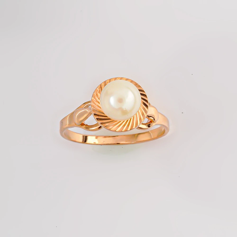 Кольцо с культивированным жемчугом из красного золота 583 пробы