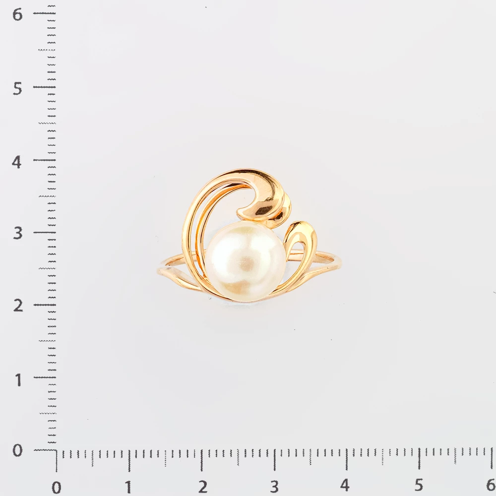 Кольцо с культивированным жемчугом из красного золота 585 пробы