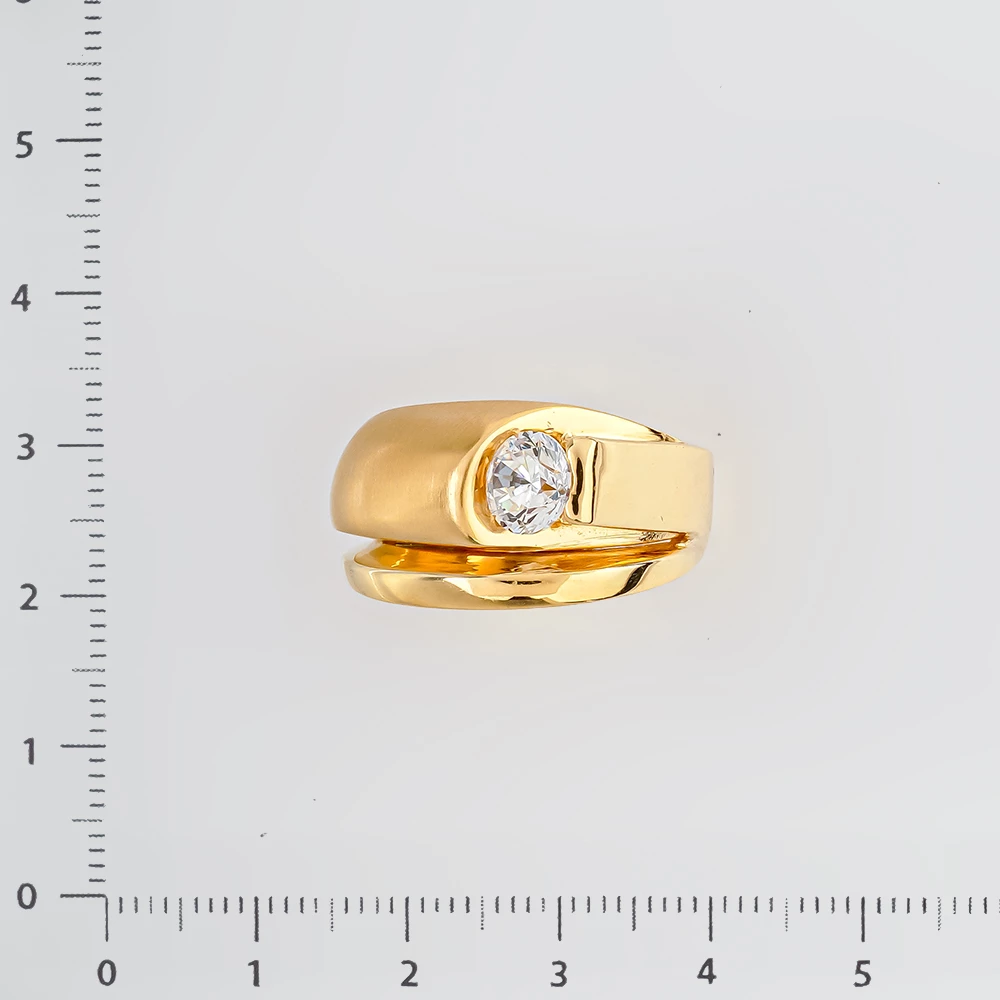 Кольцо с фианитом из желтого золота 585 пробы