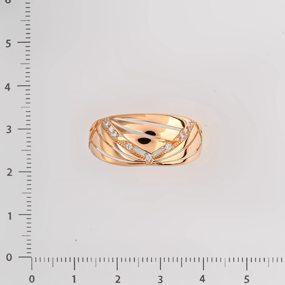 Кольцо с фианитом из красного золота 585 пробы