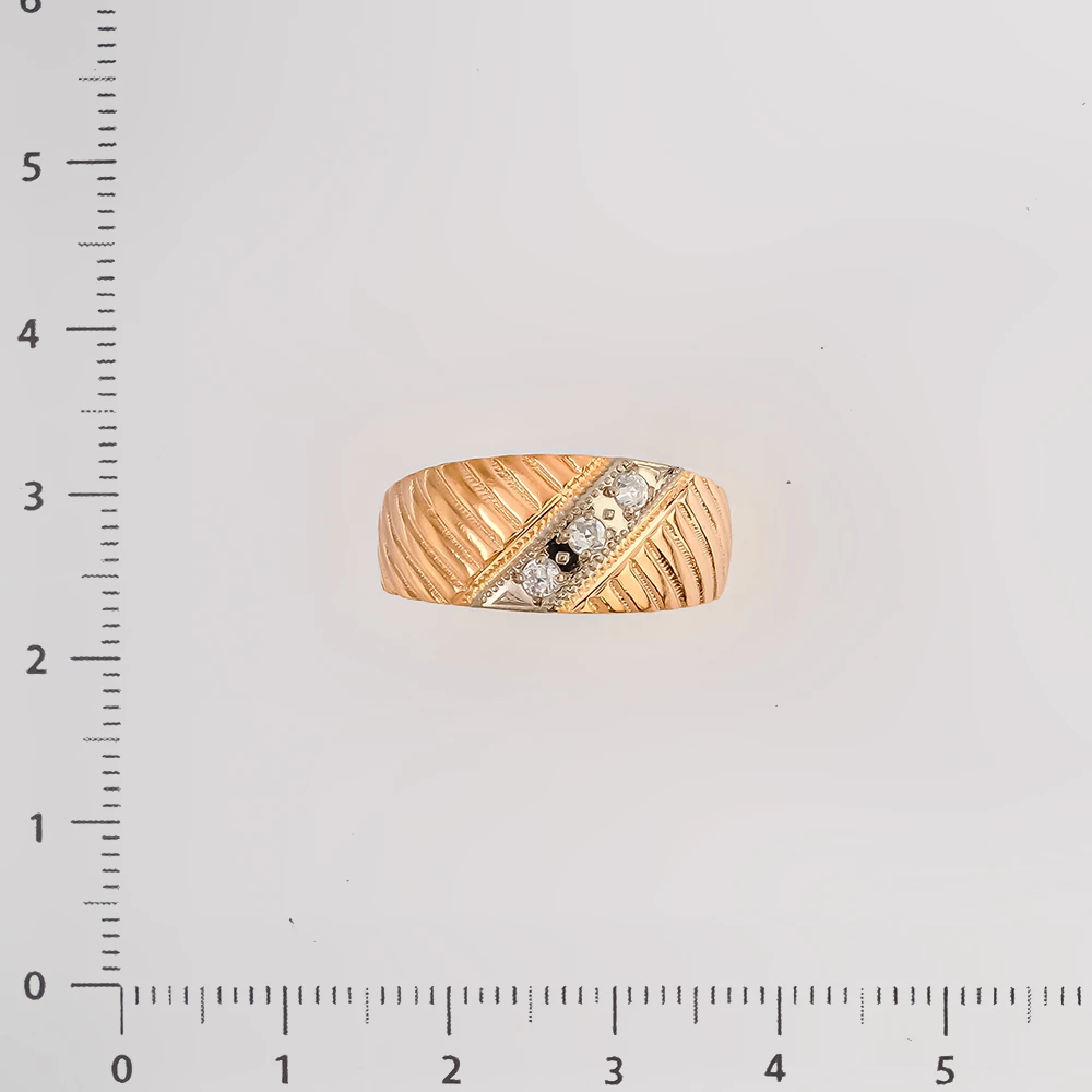 Кольцо с фианитом из красного золота 583 пробы