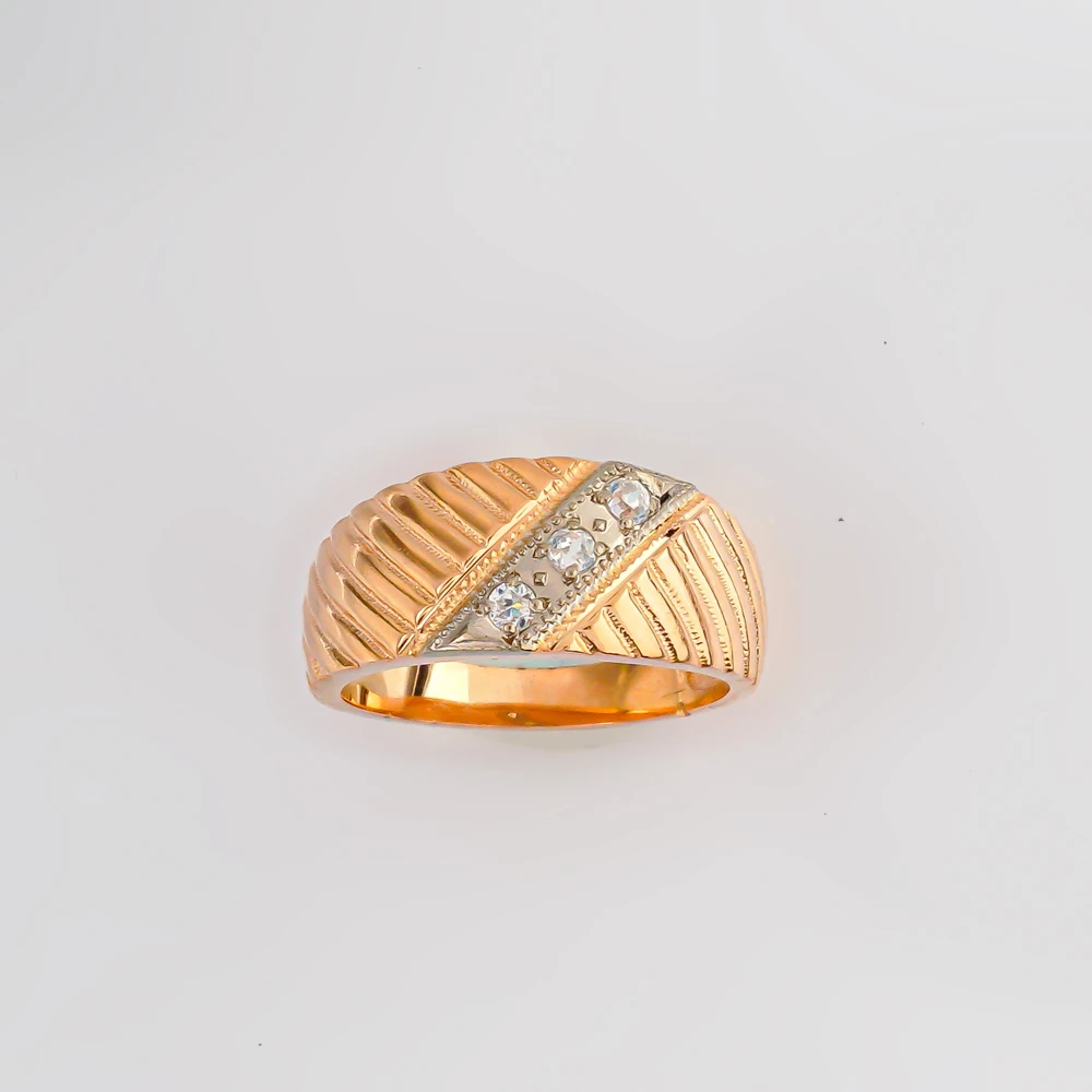 Кольцо с фианитом из красного золота 583 пробы