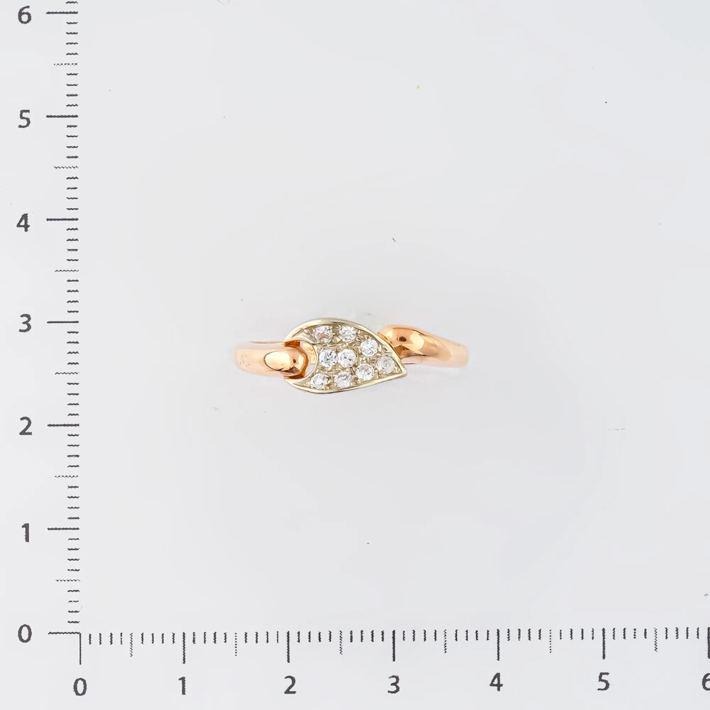 Кольцо с фианитом из красного золота 585 пробы