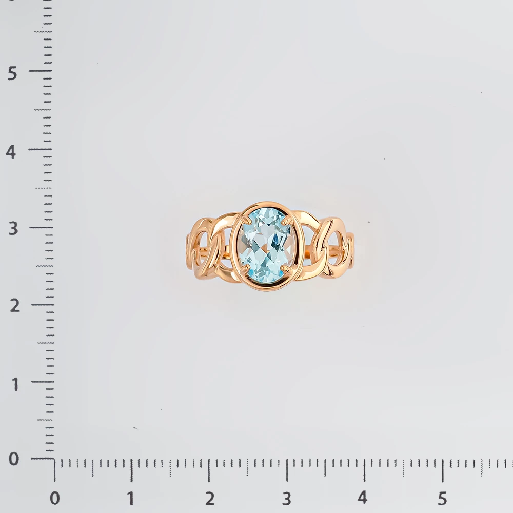 Кольцо с топазом из красного золота 585 пробы