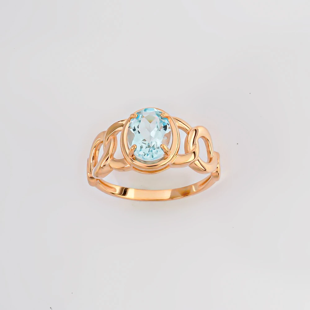 Кольцо с топазом из красного золота 585 пробы