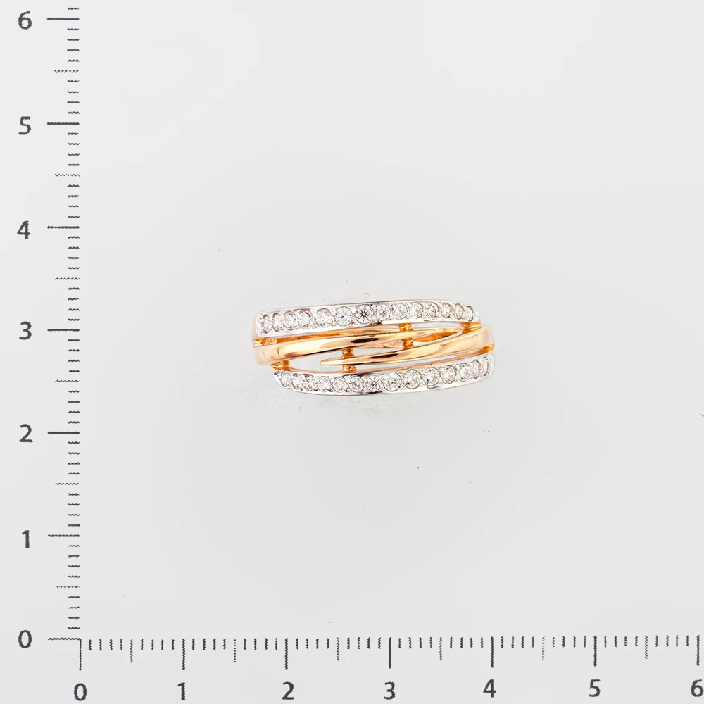 Кольцо с фианитом из красного золота 585 пробы