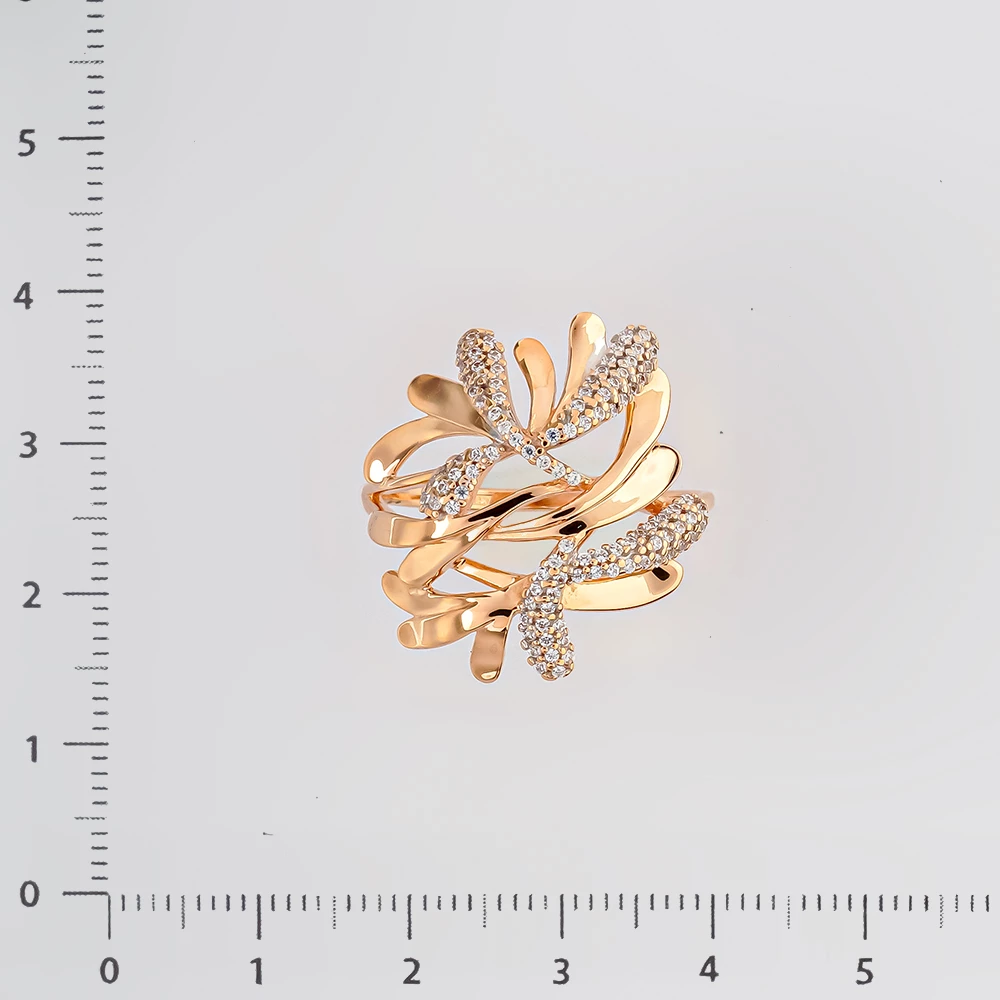 Кольцо с фианитом из красного золота 585 пробы