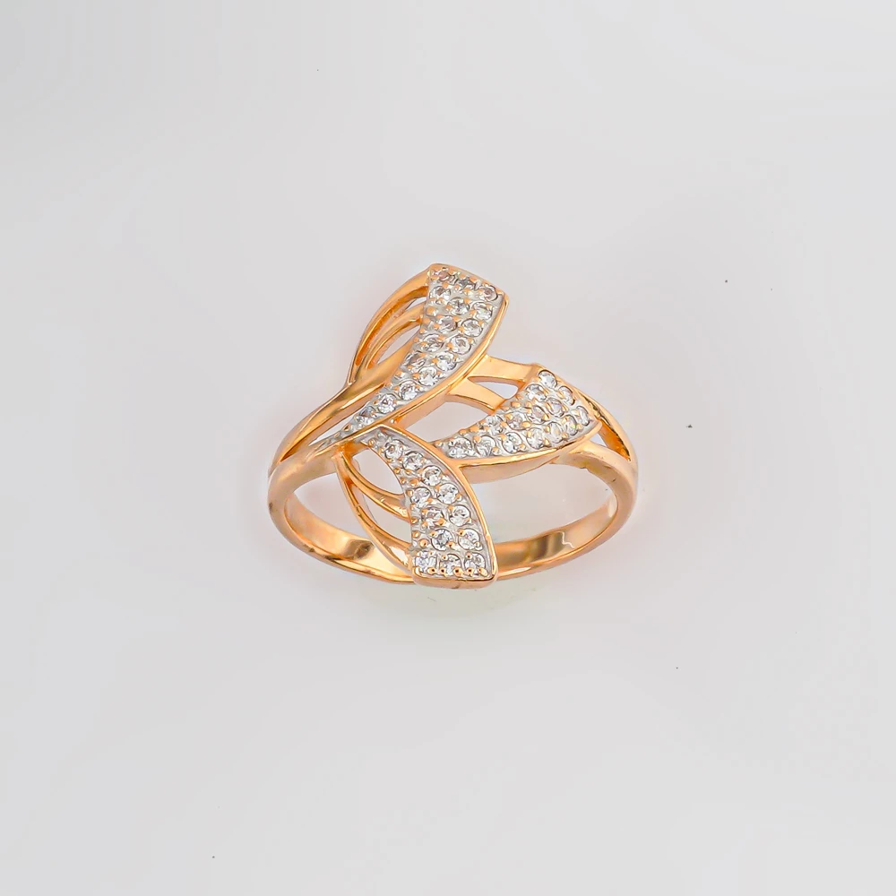 Кольцо с фианитом из красного золота 585 пробы