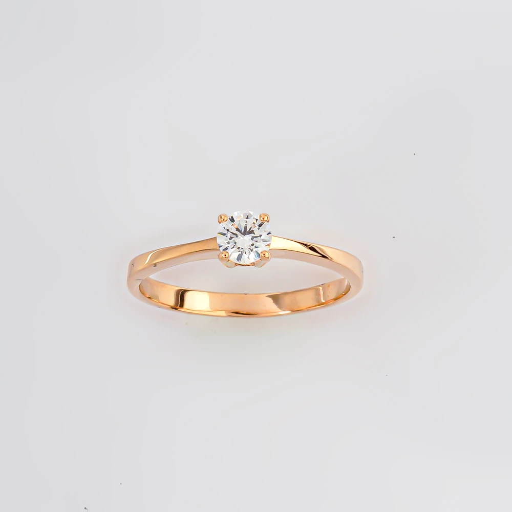 Кольцо с фианитом из красного золота 585 пробы