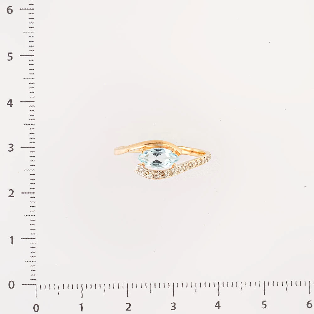 Кольцо с топазом из красного золота 585 пробы