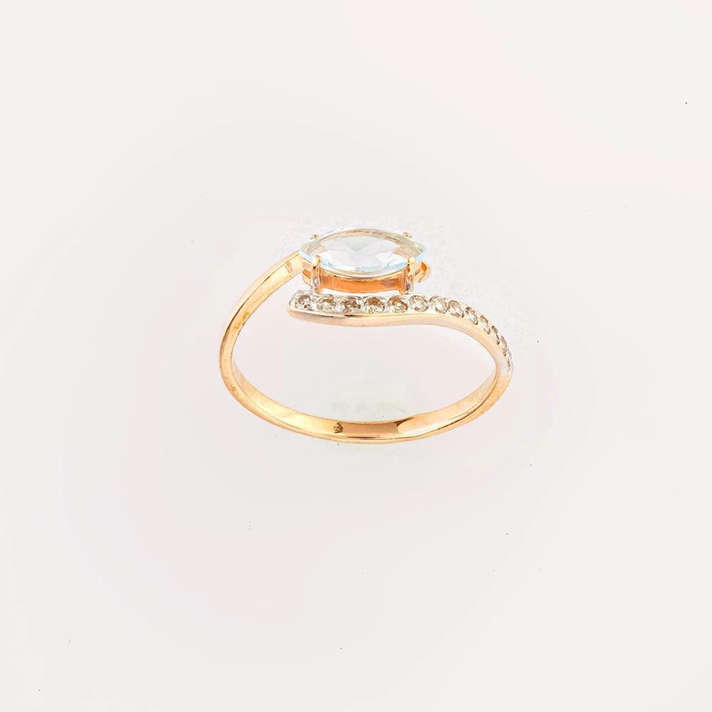 Кольцо с топазом из красного золота 585 пробы