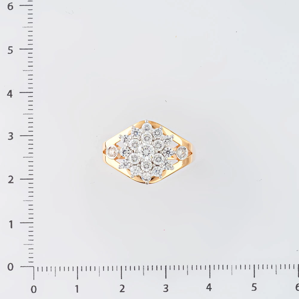 Кольцо с фианитом из красного золота 585 пробы