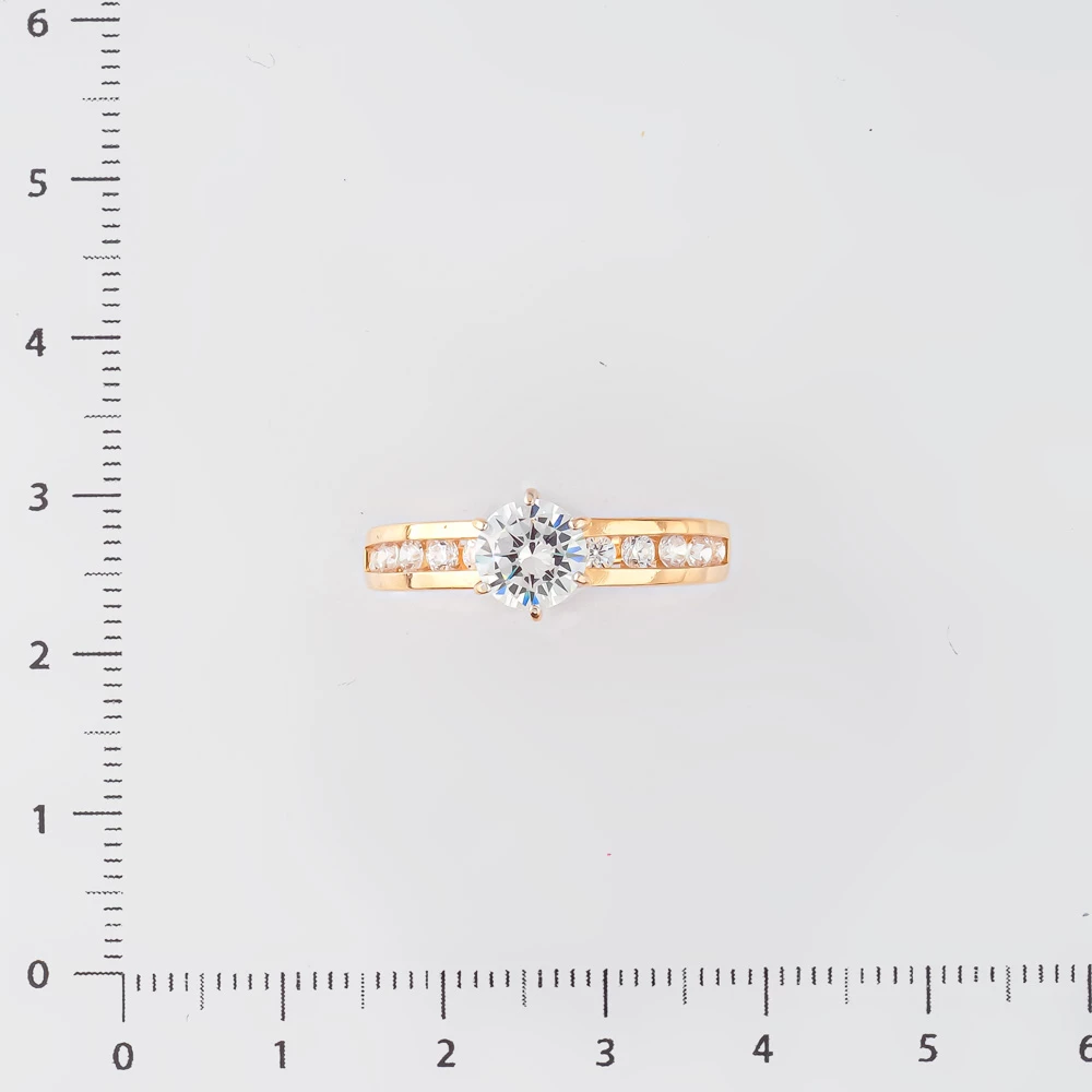 Кольцо с фианитом из красного золота 585 пробы