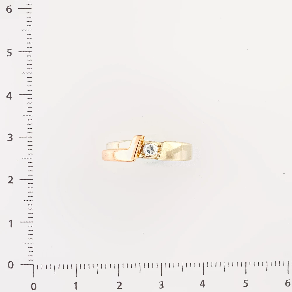 Кольцо с фианитом из красного золота 585 пробы