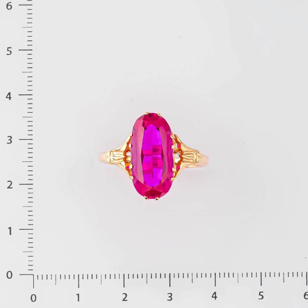 Кольцо с фианитом из красного золота 583 пробы