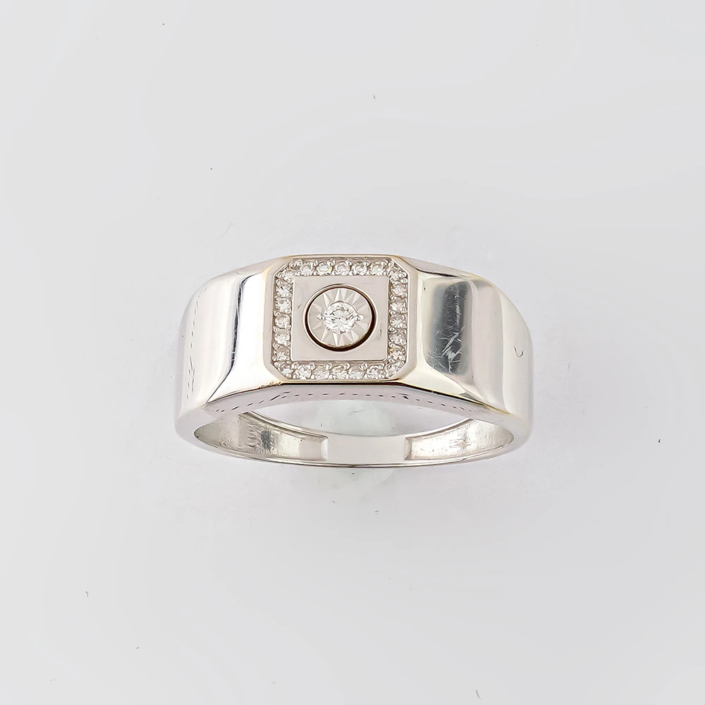 Кольцо с бриллиантом из белого золота 585 пробы