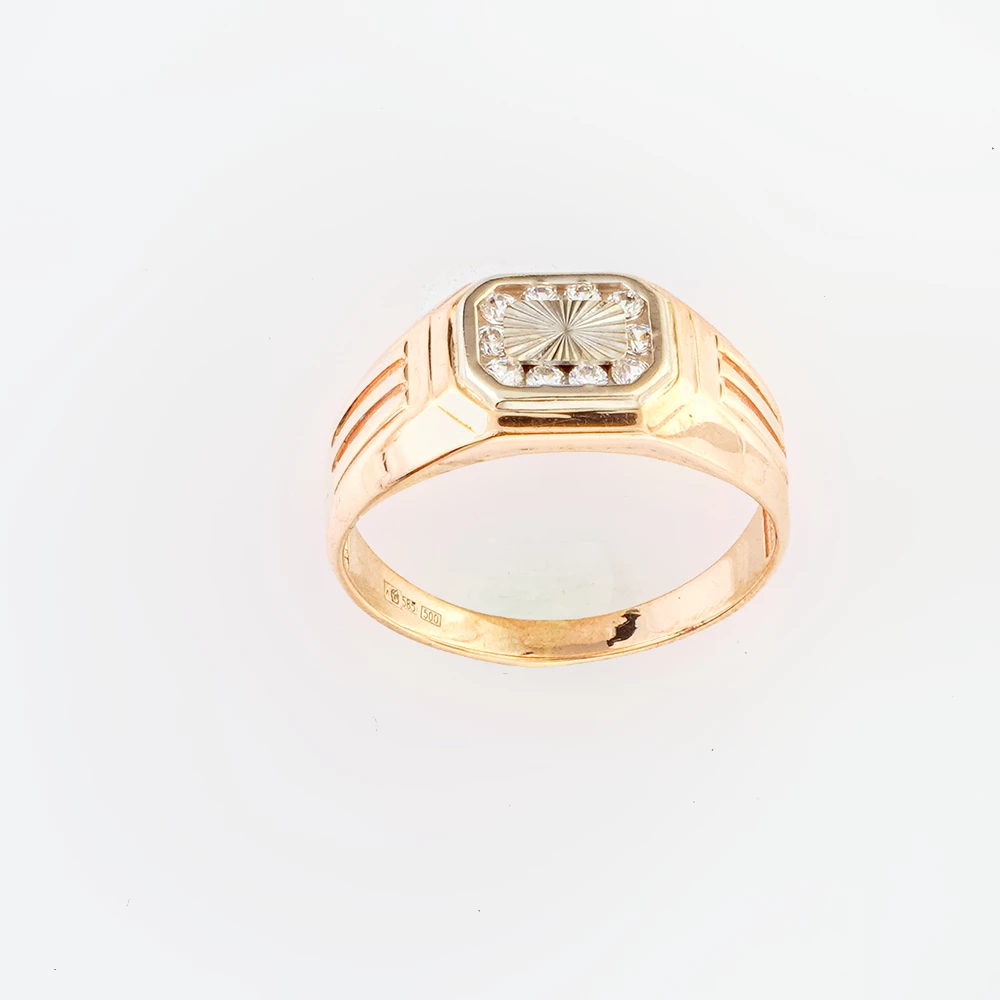 Кольцо с фианитом из красного золота 585 пробы