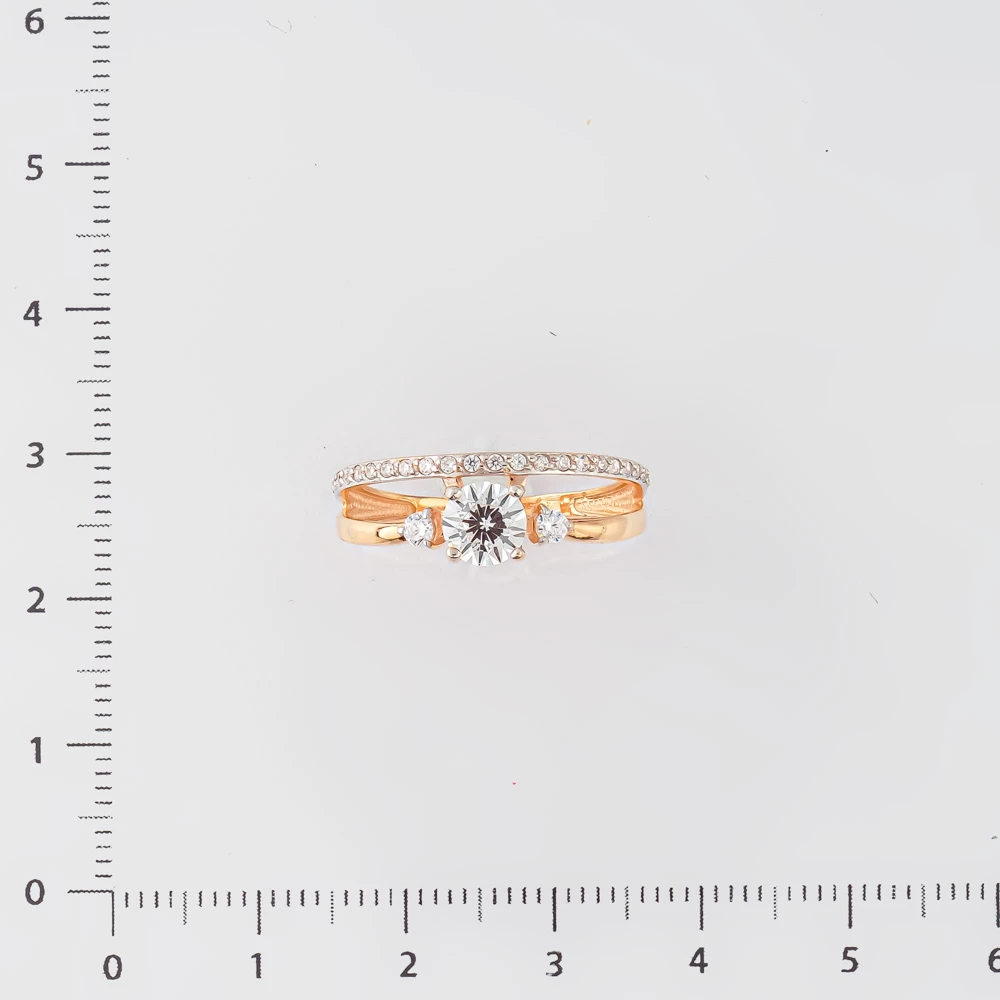 Кольцо с фианитом из красного золота 585 пробы