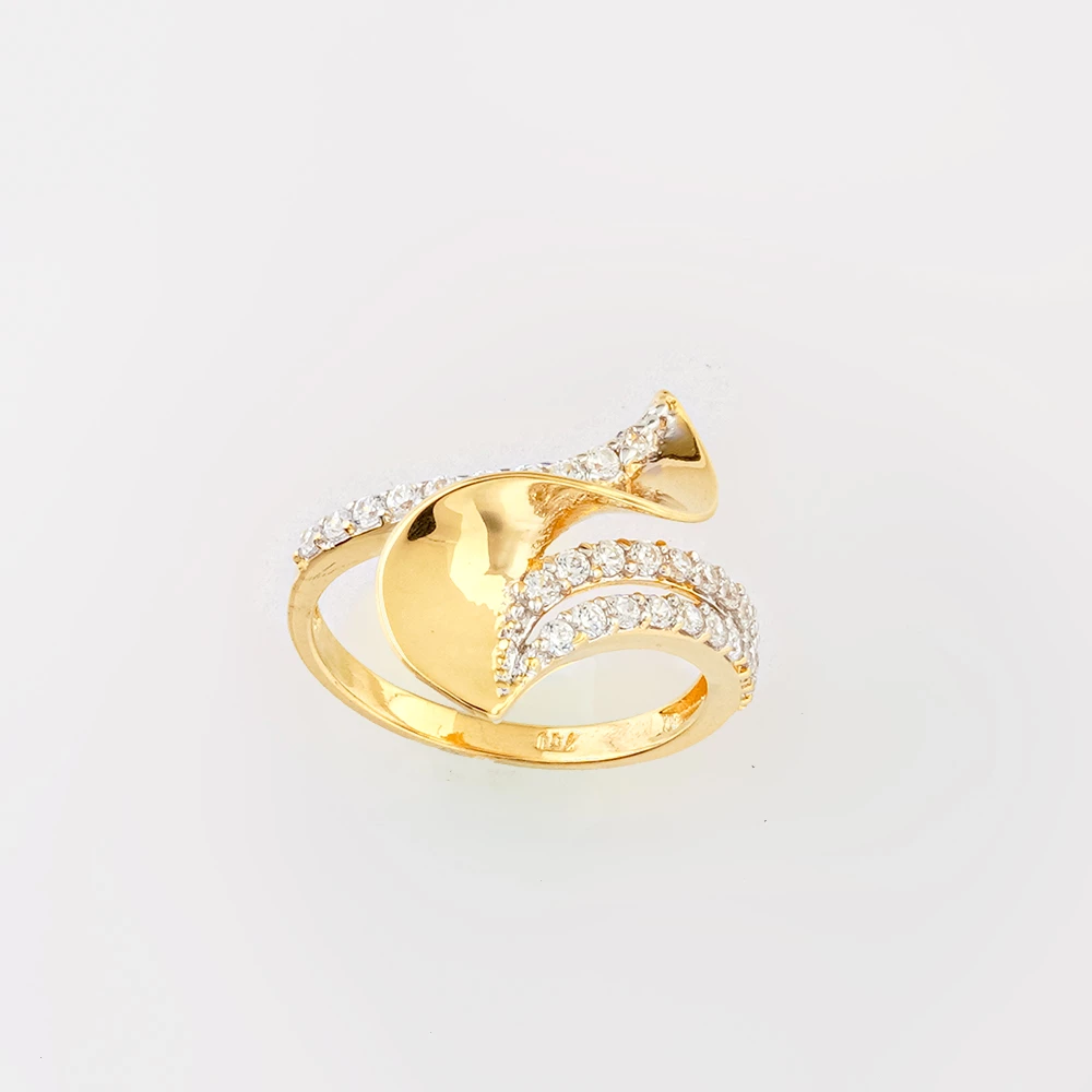 Кольцо с фианитом из желтого золота 750 пробы