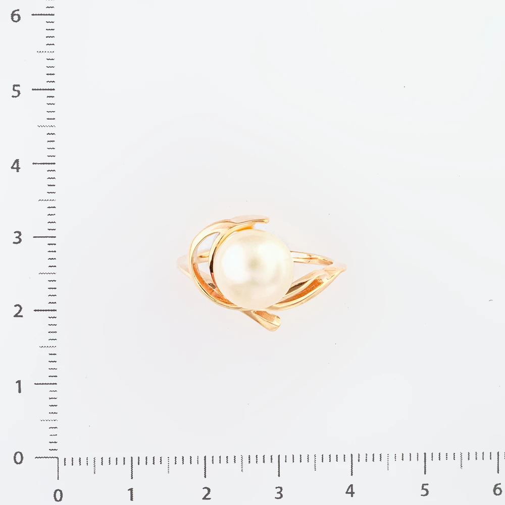 Кольцо с культивированным жемчугом из красного золота 585 пробы