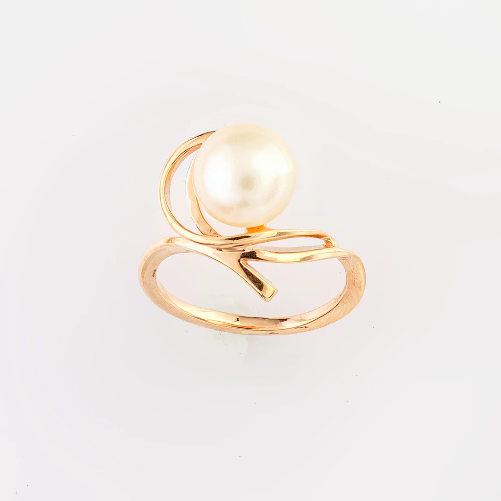 Кольцо с культивированным жемчугом из красного золота 585 пробы