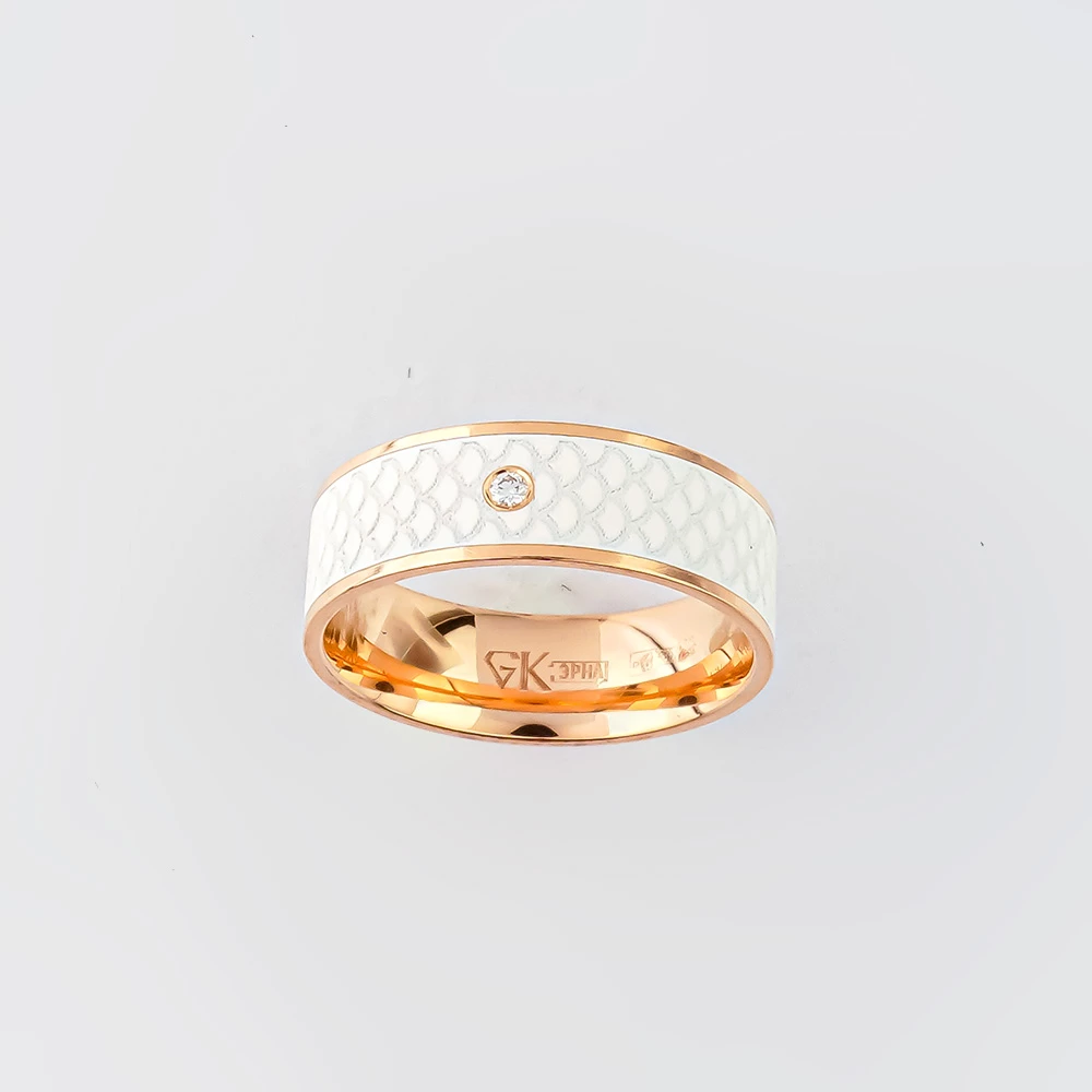 Кольцо с бриллиантом из красного золота 585 пробы