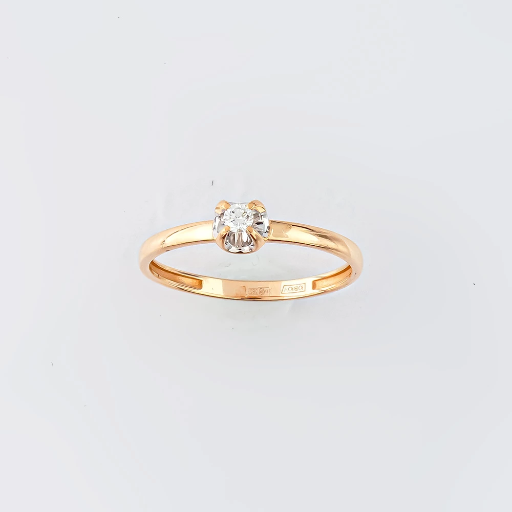 Кольцо с бриллиантом из красного золота 585 пробы