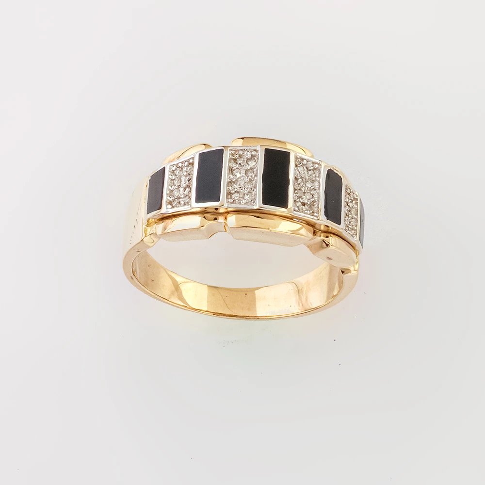 Кольцо с эмалью из желтого золота 500 пробы Кольцо с эмалью из желтого золота 500 пробы