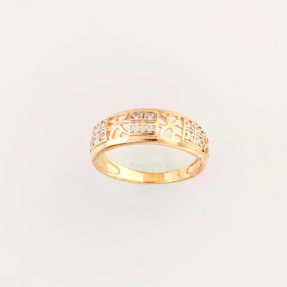 Кольцо с фианитом из красного золота 585 пробы