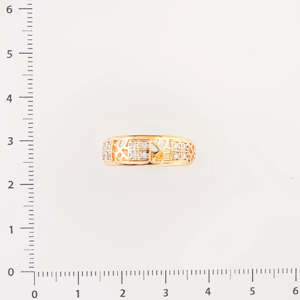 Кольцо с фианитом из красного золота 585 пробы