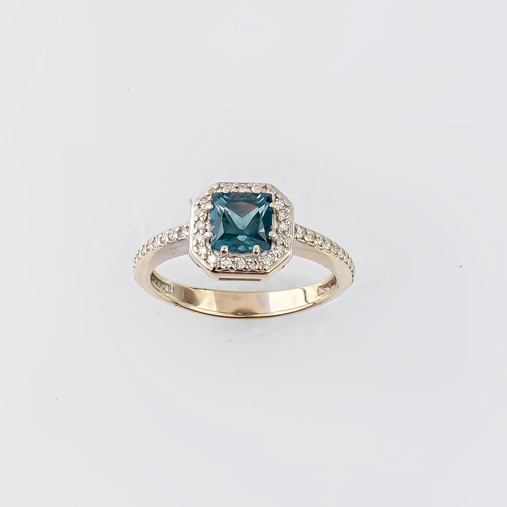 Кольцо с топазом лондон из белого золота 585 пробы