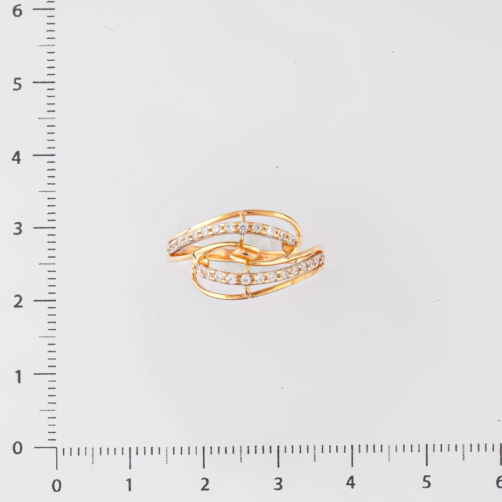 Кольцо с фианитом из красного золота 585 пробы