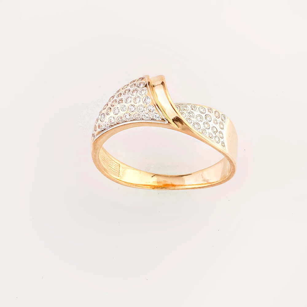 Кольцо с фианитом из красного золота 585 пробы