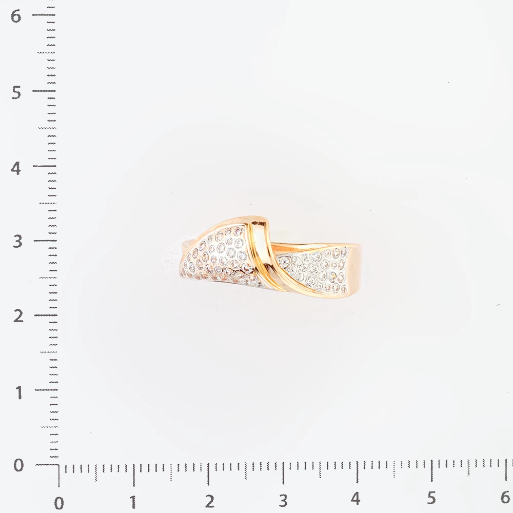 Кольцо с фианитом из красного золота 585 пробы